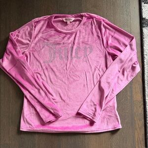 Juicy Couture Hot Pink Rhinestone Logo Long Sleeve Top